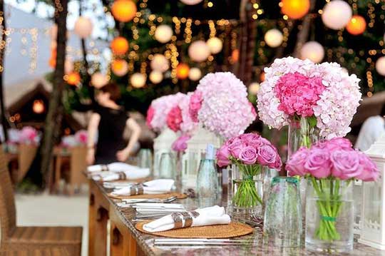 wedding flowers on wedding tables